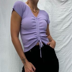 Lilac Knit scrunch top
